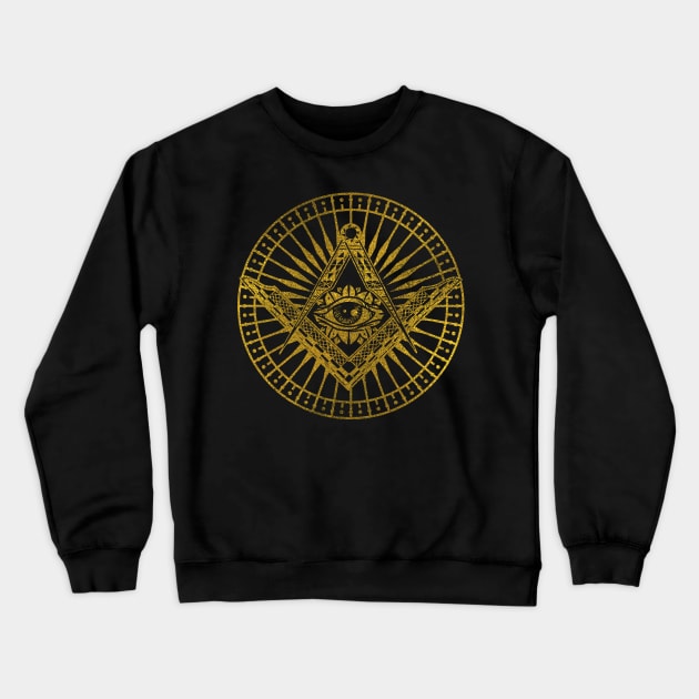 All Seeing Mystic Eye in Masonic Compass Crewneck Sweatshirt by Nartissima